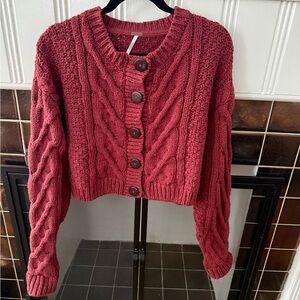 Free People Bonfire Cable Knit Cardigan